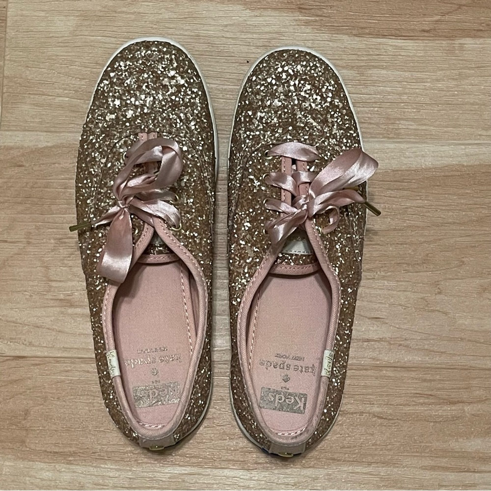 Keds Kate Spade Rose Gold Glitter Champion 7 Gem